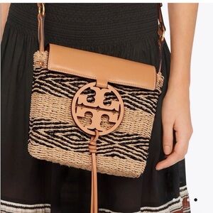 Tory Burch Miller raffia striped straw crossbody